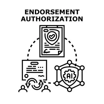Endorsement authorization concept with ai security approval Stock Illustration