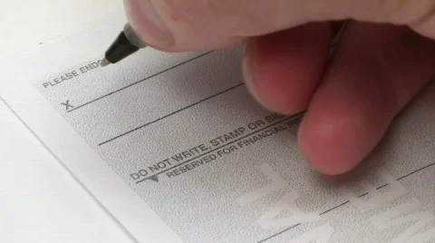 Endorsing check - HD  Stock Footage 504968