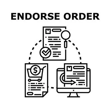 Endorsing order concept with documents and digital process イラスト素材
