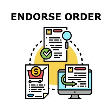Endorsing order concept with documents and digital process 库存插图