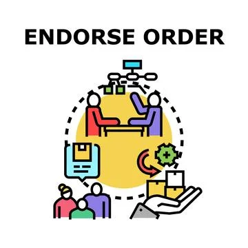 Endorsing order process with approval and delivery logistics Stock Illustration