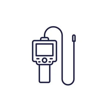 Endoscope line icon, inspection camera vector Stock Illustration