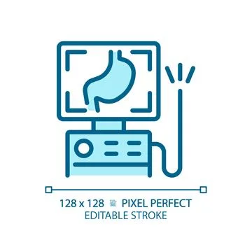 Endoscope pixel perfect light blue icon Stock Illustration