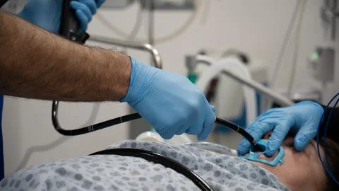 Endoscopy. doctor doing endoscopy before surgery Stock Photos