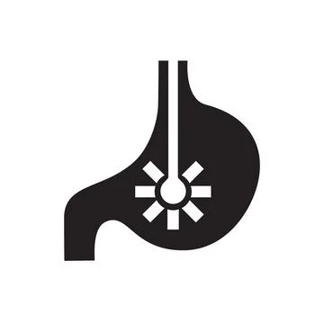 Endoscopy or gastroscopy process single black glyph icon. Vector isolated on  Иллюстрация