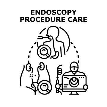 Endoscopy procedure care concept illustrating internal organ examination Stock Illustration