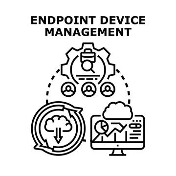 Endpoint device management system administrating corporate network security Stock Illustration