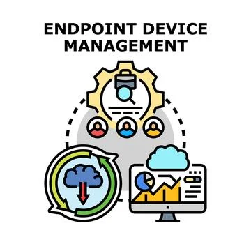 Endpoint device management system administrating corporate network security Stock Illustration