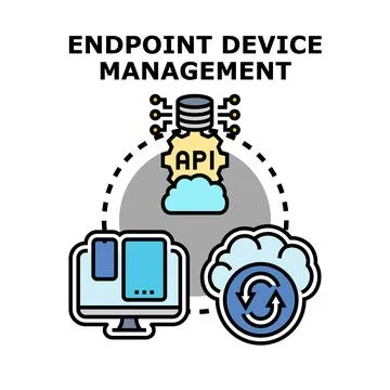 Endpoint device management system maintaining connection between data cloud Stock Illustration