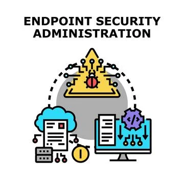 Endpoint security administration managing cyber threats system Stock Illustration