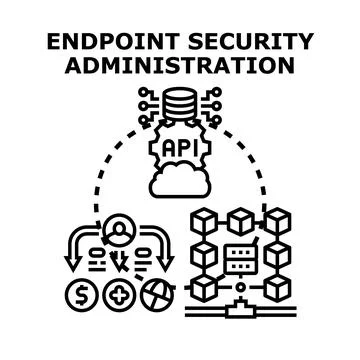 Endpoint security administration protecting digital infrastructure Stock Illustration