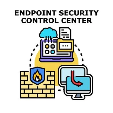 Endpoint security control center protecting digital data Stock Illustration