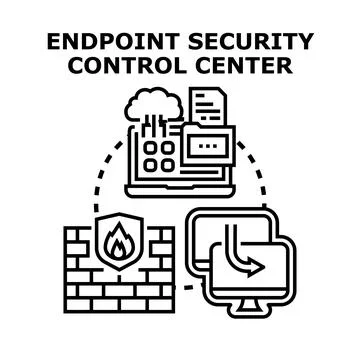 Endpoint security control center protecting digital data Stock Illustration