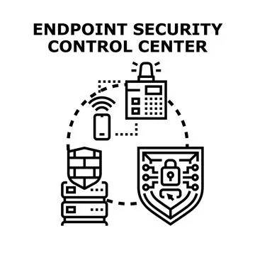 Endpoint security control center protecting networked resources Stockillustratie