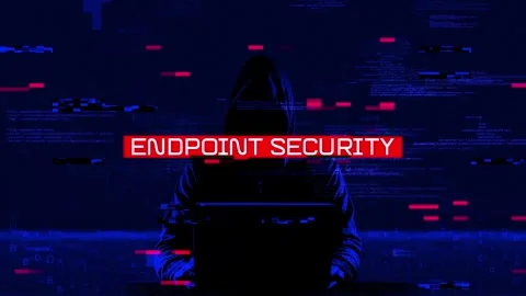 Endpoint Security  on hacking background screen Stock Footage 317055275