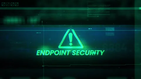 Endpoint Security Word on Noise Glitch Error technology futuristic data back Stock Footage 343459772