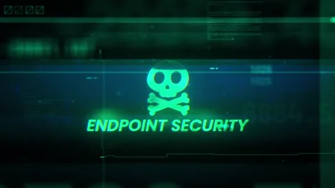 Endpoint Security  Word on Noise Glitch Error technology futuristic data bac Stock Footage 343459775