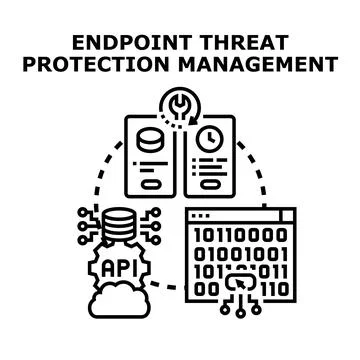 Endpoint threat protection management cybersecurity concept 库存插图