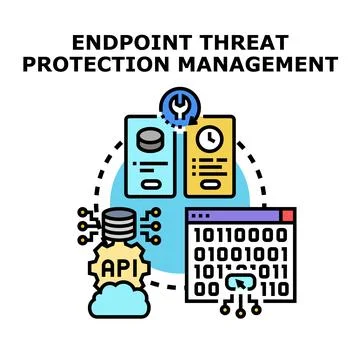 Endpoint threat protection management cybersecurity concept 库存插图