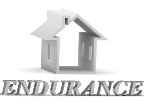 ENDURANCE- inscription of silver letters and white house on white background Stock Illustration