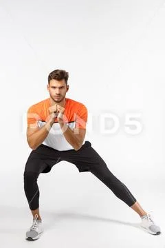 Endurance, motivation and fitness concept. Serious-looking focused attractive Stock Photos