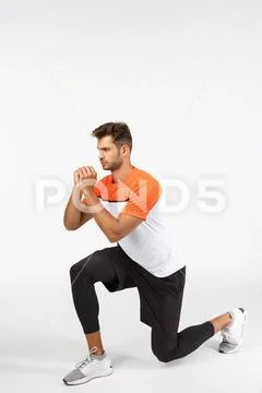 Endurance, workout and fitness concept. Motivated, serious-looking sportsman in Stock Photos