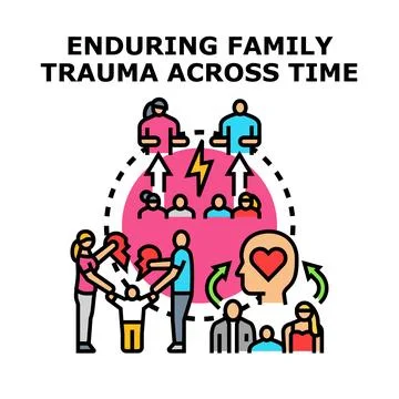 Enduring family trauma across time concept vector Stock Illustration