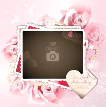 Enduring Love Scrapbook Collage Single Photo Frame Illustrazione stock