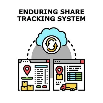 Enduring share tracking system processing delivery data Stock Illustration
