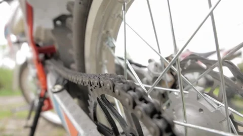 Enduro motorcycle. chain close up Stock Footage 249342851
