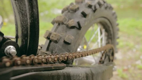 Enduro motorcycle. chain close up Stock Footage 249342944