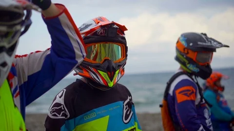 Enduro Pilot Portrait In Slow Motion  Stock Footage 117469724