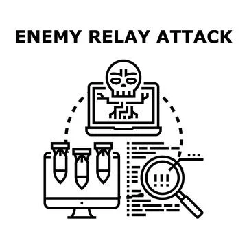 Enemy relay attack on digital data and computer network 库存插图