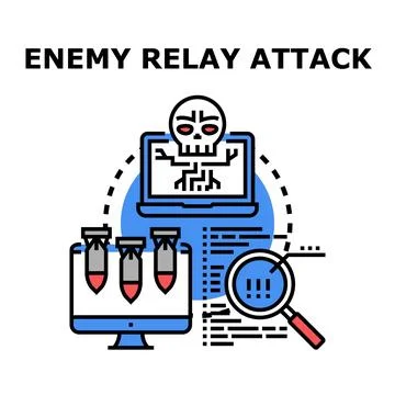Enemy relay attack on digital data and computer network Stock Illustration