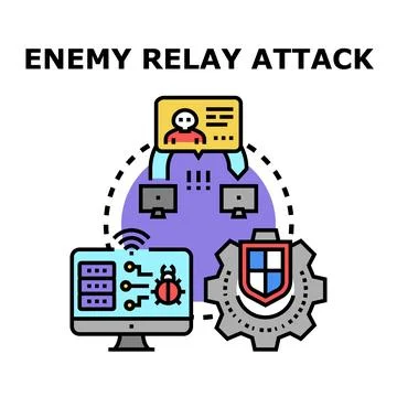 Enemy relay attack on network system concept Illustrazione stock