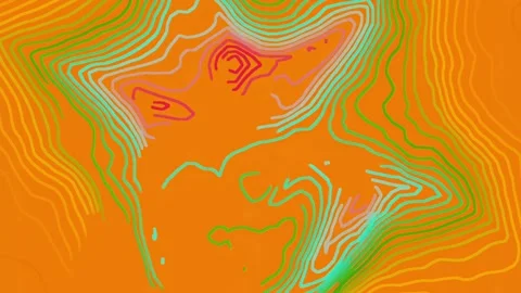 Energetic 3D Neon Heat Map Animation Orange Background Seamless CGI Loop Stock Footage 335783508