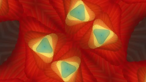 Energetic 3D Red and Turquoise Four Way Kaleidoscope Loop Vidéo 339056450