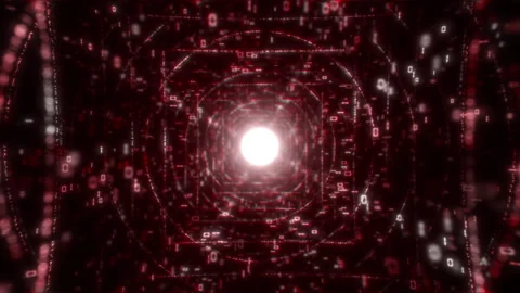 Energetic 3d render of a red data stream tunnel for technology concepts 스톡 동영상 317396380