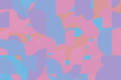 An energetic arrangement of rounded and angular forms in pink, blue, purple.. Stock Illustration