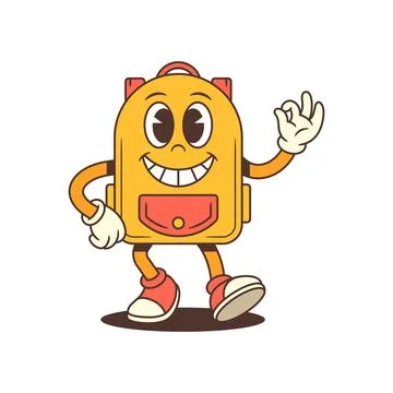 Energetic Backpack Mascot Giving High Five with Big Smile Vector Illustration Stock Illustration