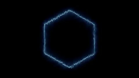Energetic blue hexagon shape on dark background Stock Illustration