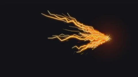 Energetic bright orange lightning strikes energy burst abstract motion. Stock Footage 340808361