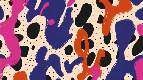 Energetic cartoon pop art pattern with funky stains and dots Stock Footage 315245267