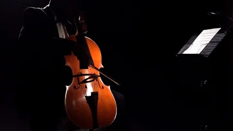 Energetic Cellist in Shadows Video stock 111922866