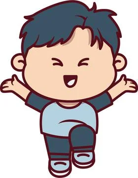Energetic Chibi Boy Jumping High Joyfully Illustrazione stock