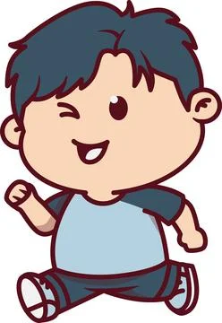 Energetic Chibi Boy Running Fast Action Stock Illustration