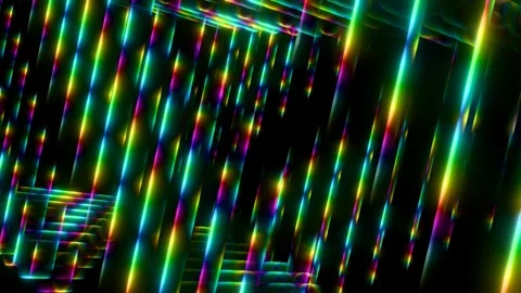 Energetic colorful light patterns shimmering through a dark space for VJ loops Stock Footage 293913198