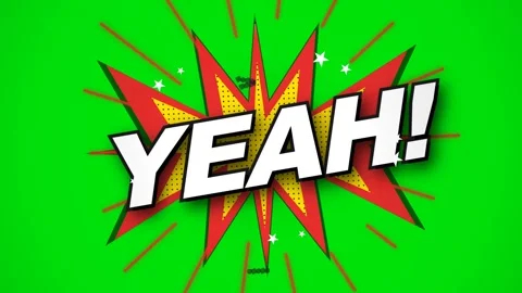 Energetic Comic Book Style Yeah Text Animation on Green Screen Background. Video stock 333155455