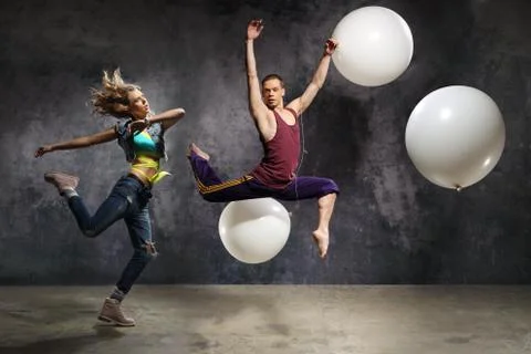 Energetic couple dance Stock Photos