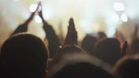 Energetic Crowd Clapping at Live Concert Stock Footage 346171143